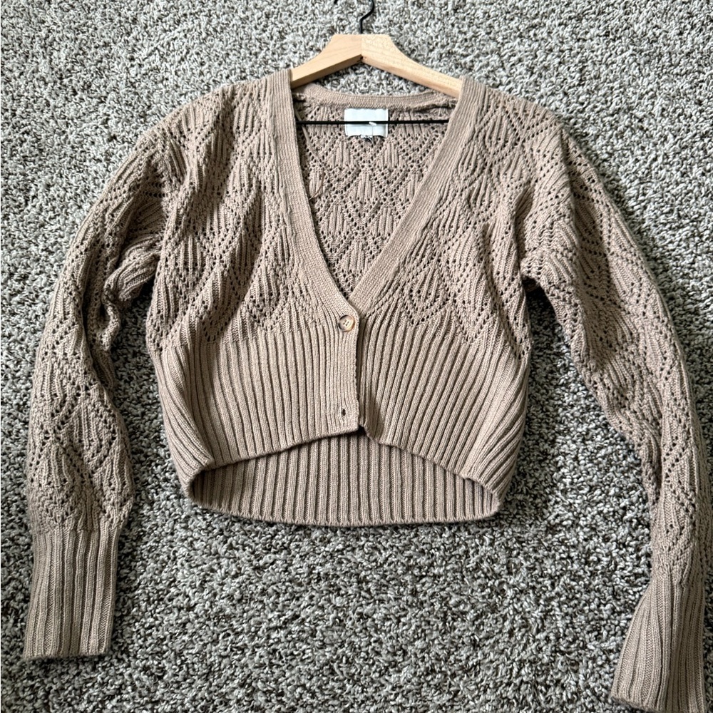 Brown Crotchet button down sweater